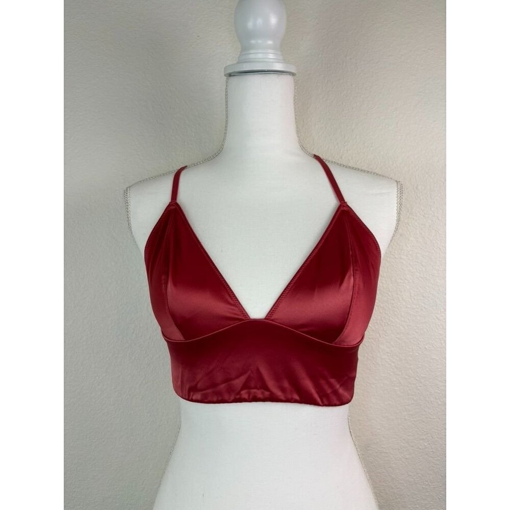 Victoria's Secret women's medium pink satin racer back triangle bralette bra